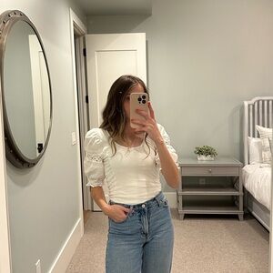 Small Free People Crochet Puff Sleeve Top